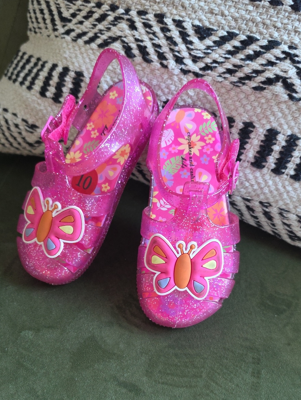 cupcakes & cashmere Kids Pink Glitter Butterfly Jelly Sandals